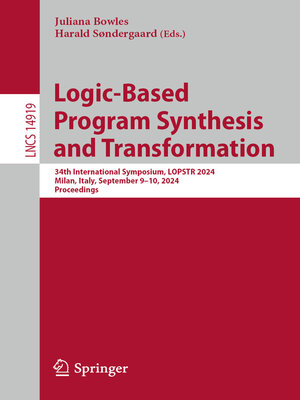 cover image of Logic-Based Program Synthesis and Transformation